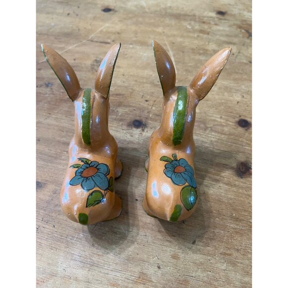 Vintage Donkey Mule Hand-Painted Floral Ceramic  Figurines Pair  Mexican Pottery - Picture 7 of 7